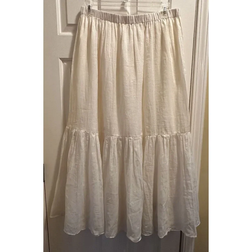 Banana Republic Cream Cotton Ramie Boho Beach Prairie Top Maxi‎ Skirt